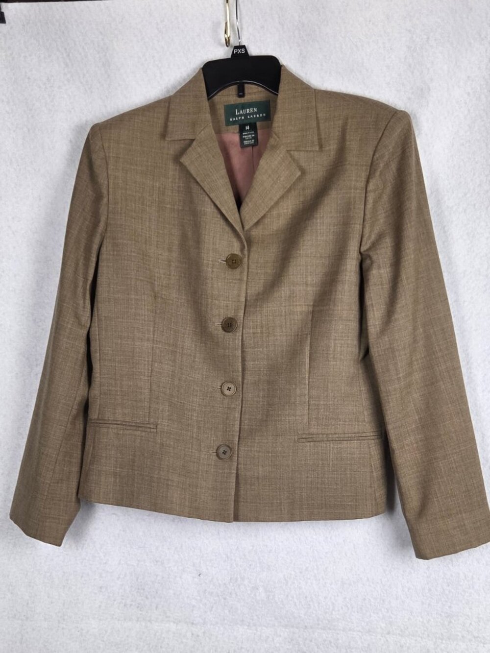 LAUREN RALPH LAUREN Wool Blazer Women's Size 12 Brown Plaid Suit Jacket